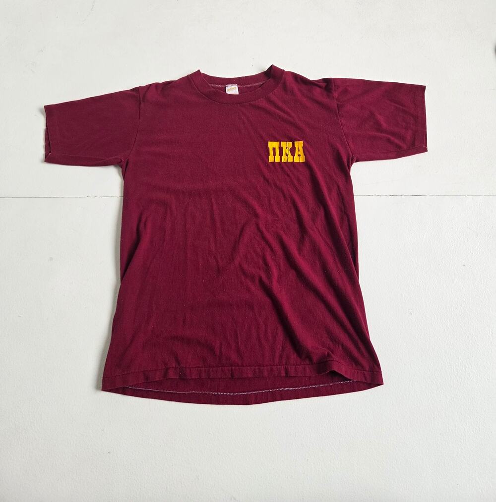 Vintage 80s Sportswear Pi Kappa Alpha PIKA Fraternity T Shirt USA 50/50 M